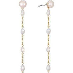Elegant 18K Gold-Plated Freshwater Pearl Long Dangle Earrings